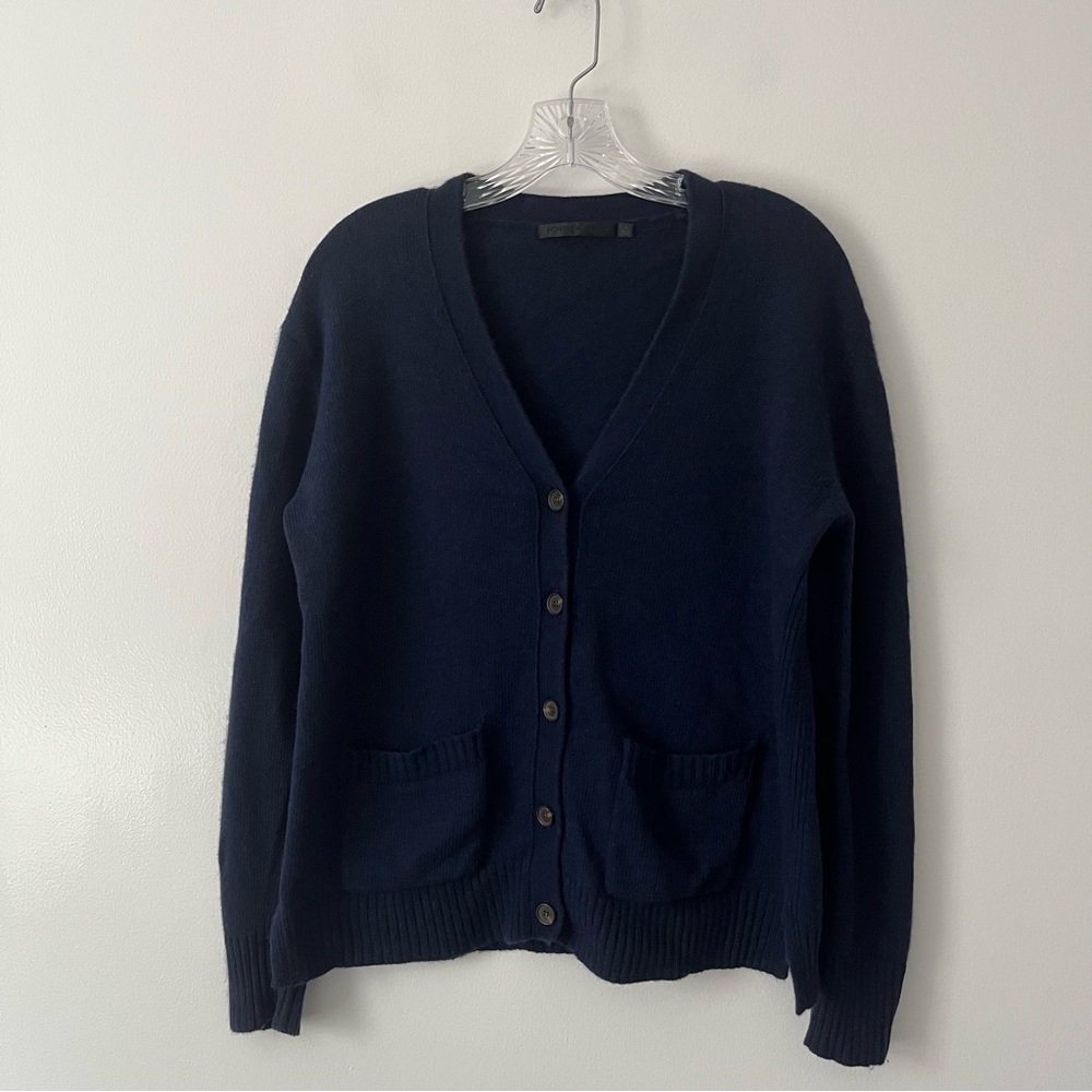 Jenni Kayne Everyday Cardigan Sweater Wool Cashmere Navy Blue Small